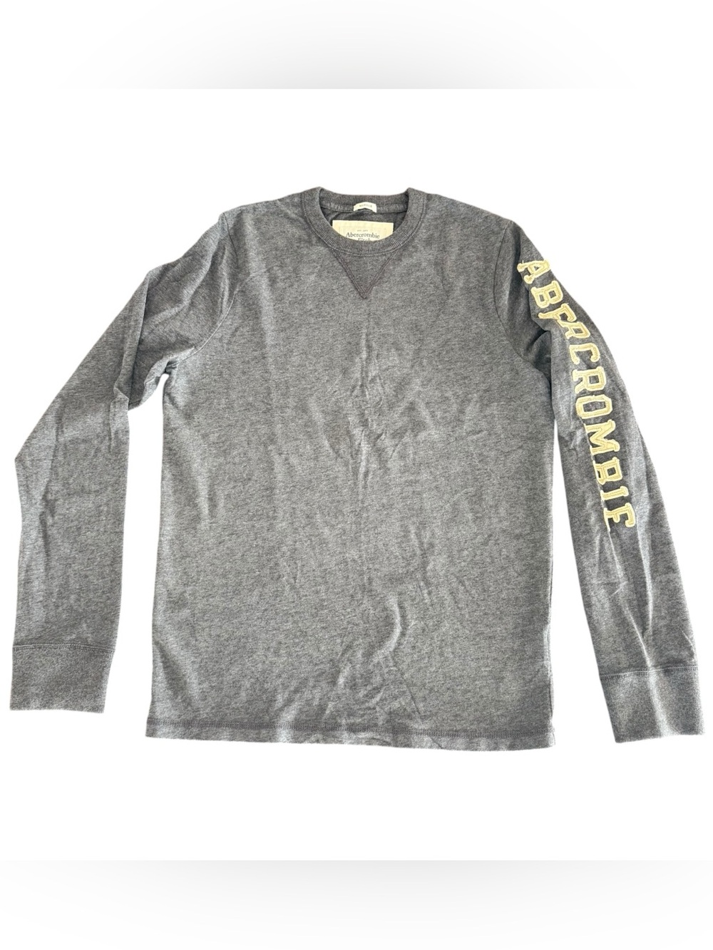 Abercrombie & Fitch New 2000s Muscle Fit XXL Gray Long Sleeve Spellout Shirt